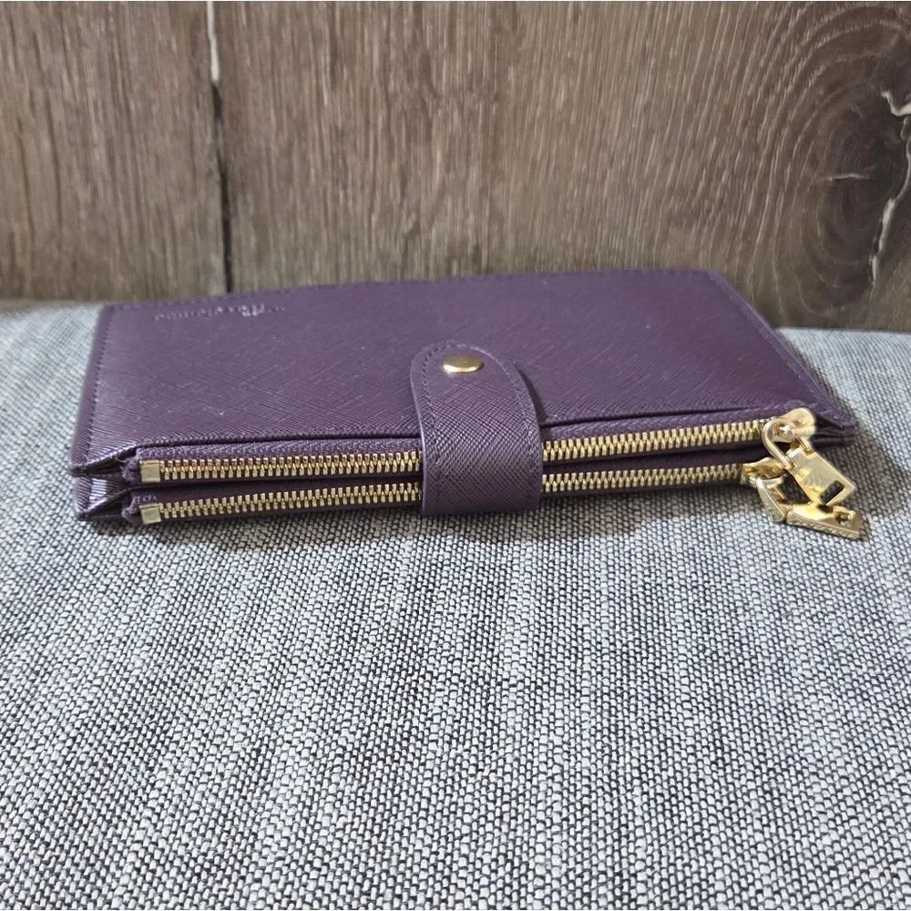 Travelambo Womens Purple Wallet RFID Blocking Bifold Multi Card Case Zipper